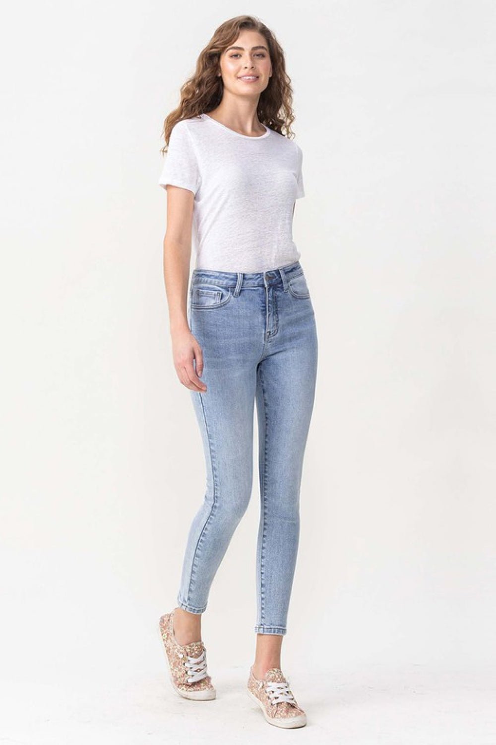 Lovervet Full Size Talia High Rise Crop Skinny Jeans - Full Size Jeans - Light - Bella Bourget