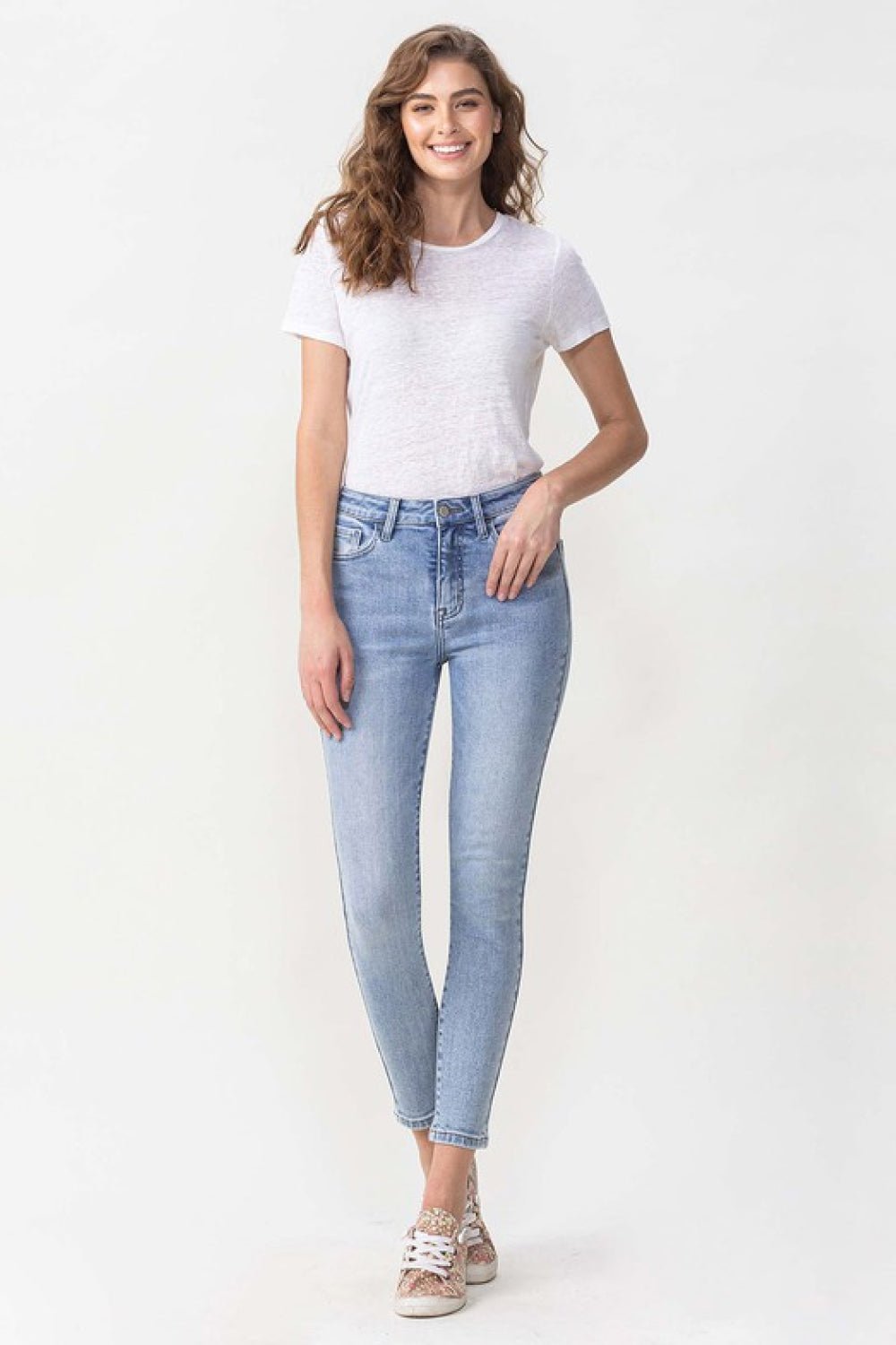 Lovervet Full Size Talia High Rise Crop Skinny Jeans - Full Size Jeans - Light - Bella Bourget