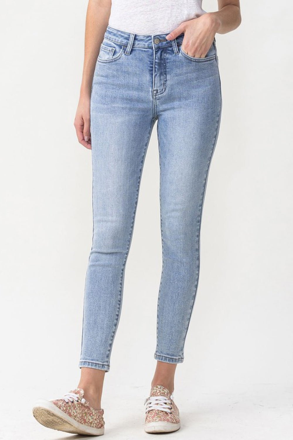 Lovervet Full Size Talia High Rise Crop Skinny Jeans - Full Size Jeans - Light - Bella Bourget