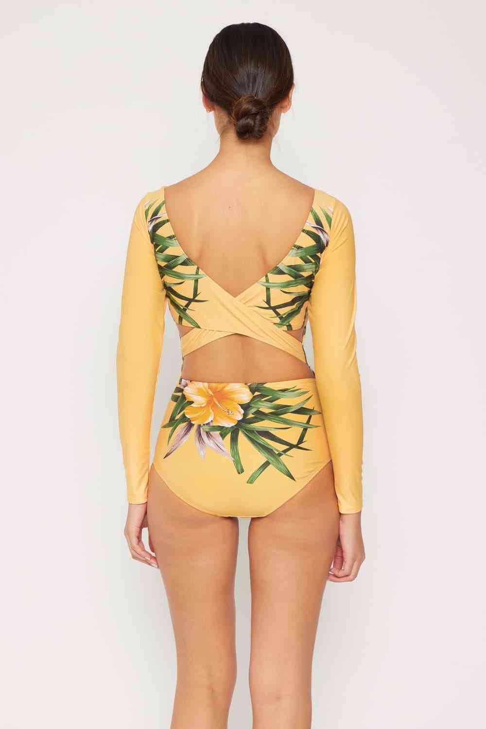 Marina West Swim Cool Down Longsleeve One - Piece Swimsuit - One - Piece Swimsuit - Butter Yellow - Bella Bourget