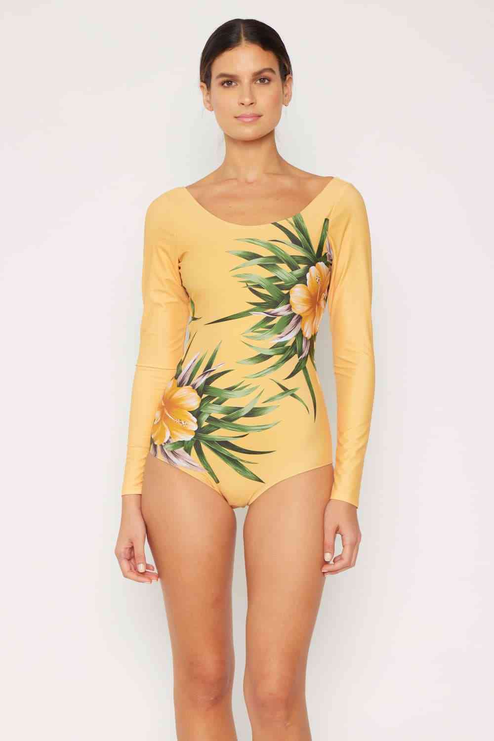 Marina West Swim Cool Down Longsleeve One - Piece Swimsuit - One - Piece Swimsuit - Butter Yellow - Bella Bourget