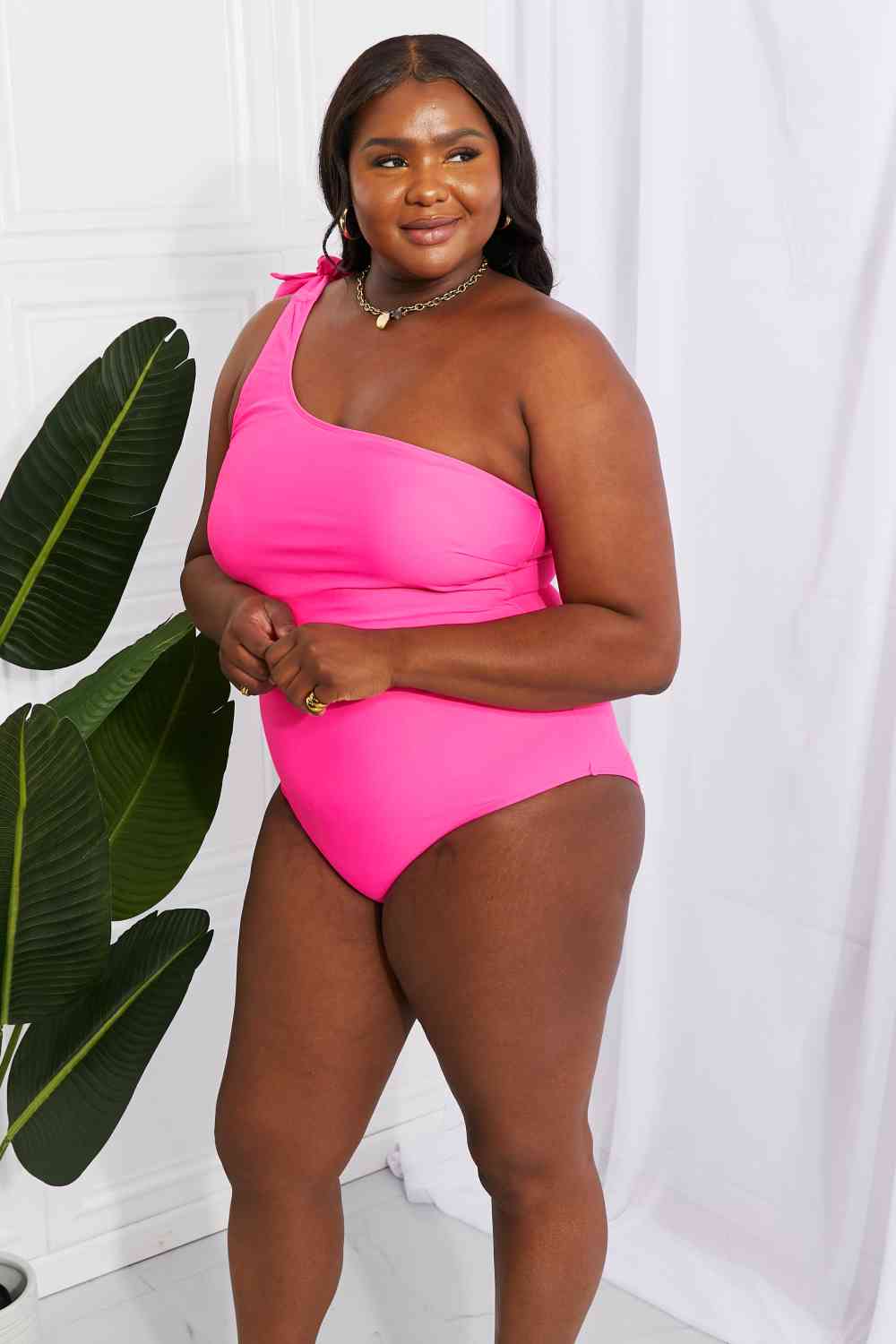 Marina West Swim Deep End One - Shoulder One - Piece Swimsuit - One - Piece Swimsuit - Hot Pink - Bella Bourget