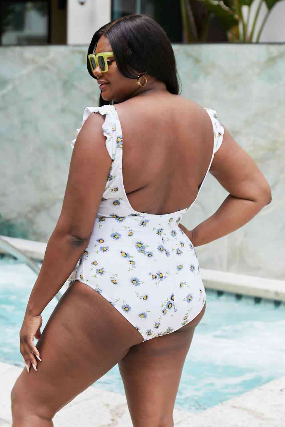 Marina West Swim Float On Ruffle Faux Wrap One - Piece in Daisy Cream - One - Piece Swimsuit - Daisy Cream - Bella Bourget