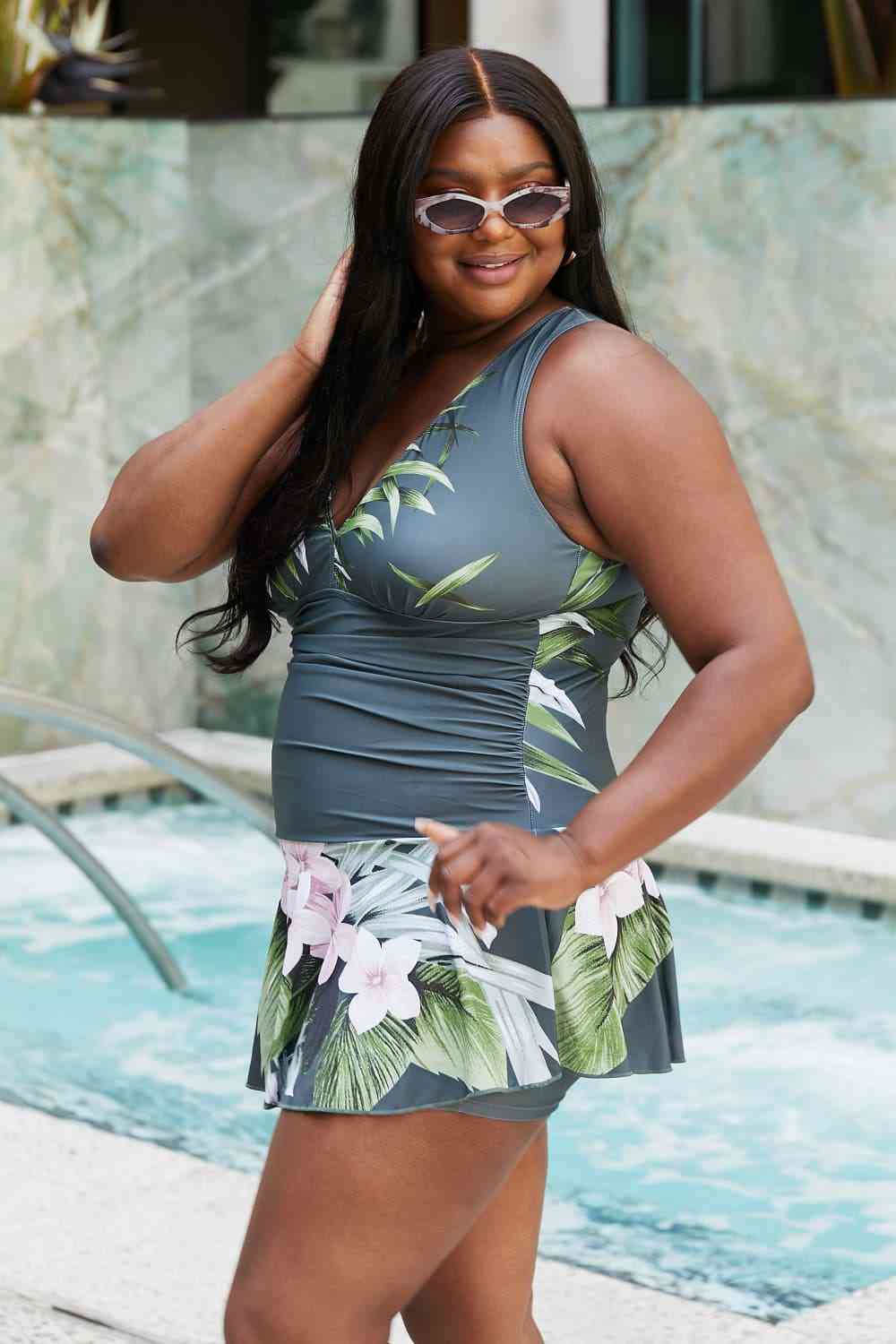 Marina West Swim Full Size Clear Waters Swim Dress in Aloha Forest - Full Size One - Piece Swimsuit - Aloha Forest - Bella Bourget