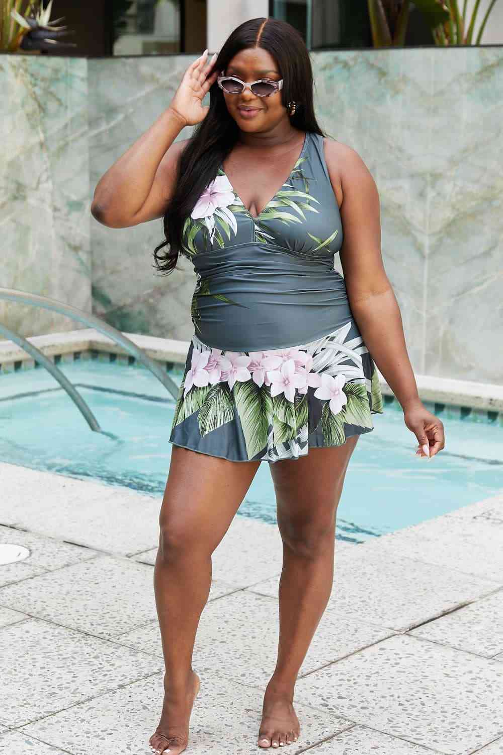 Marina West Swim Full Size Clear Waters Swim Dress in Aloha Forest - Full Size One - Piece Swimsuit - Aloha Forest - Bella Bourget