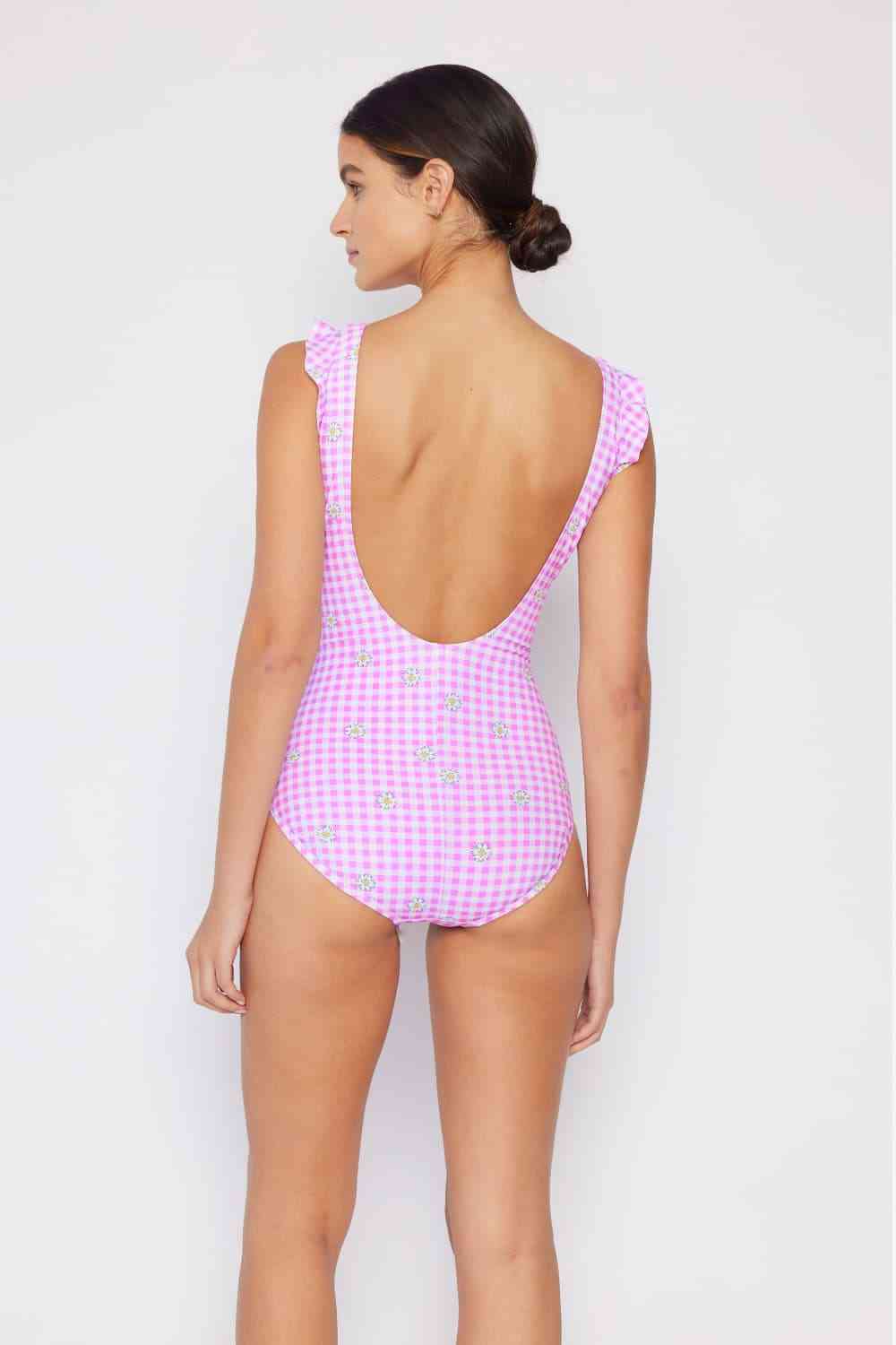 Marina West Swim Full Size Float On Ruffle Faux Wrap One - Piece in Carnation Pink - Full Size One - Piece Swimsuit - Carnation Pink - Bella Bourget