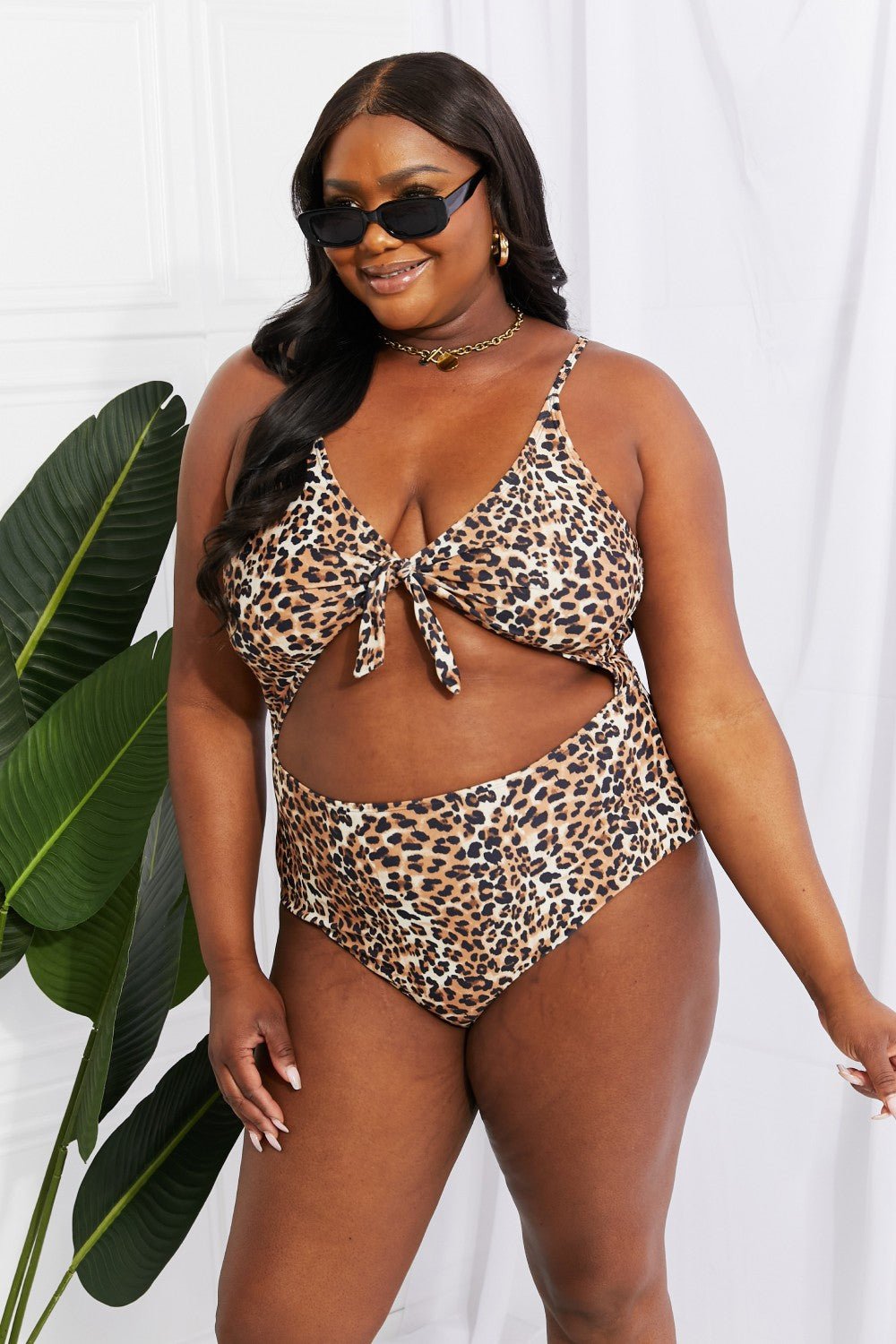 Marina West Swim Lost At Sea Cutout One - Piece Swimsuit - Full Size One - Piece - Leopard - Bella Bourget