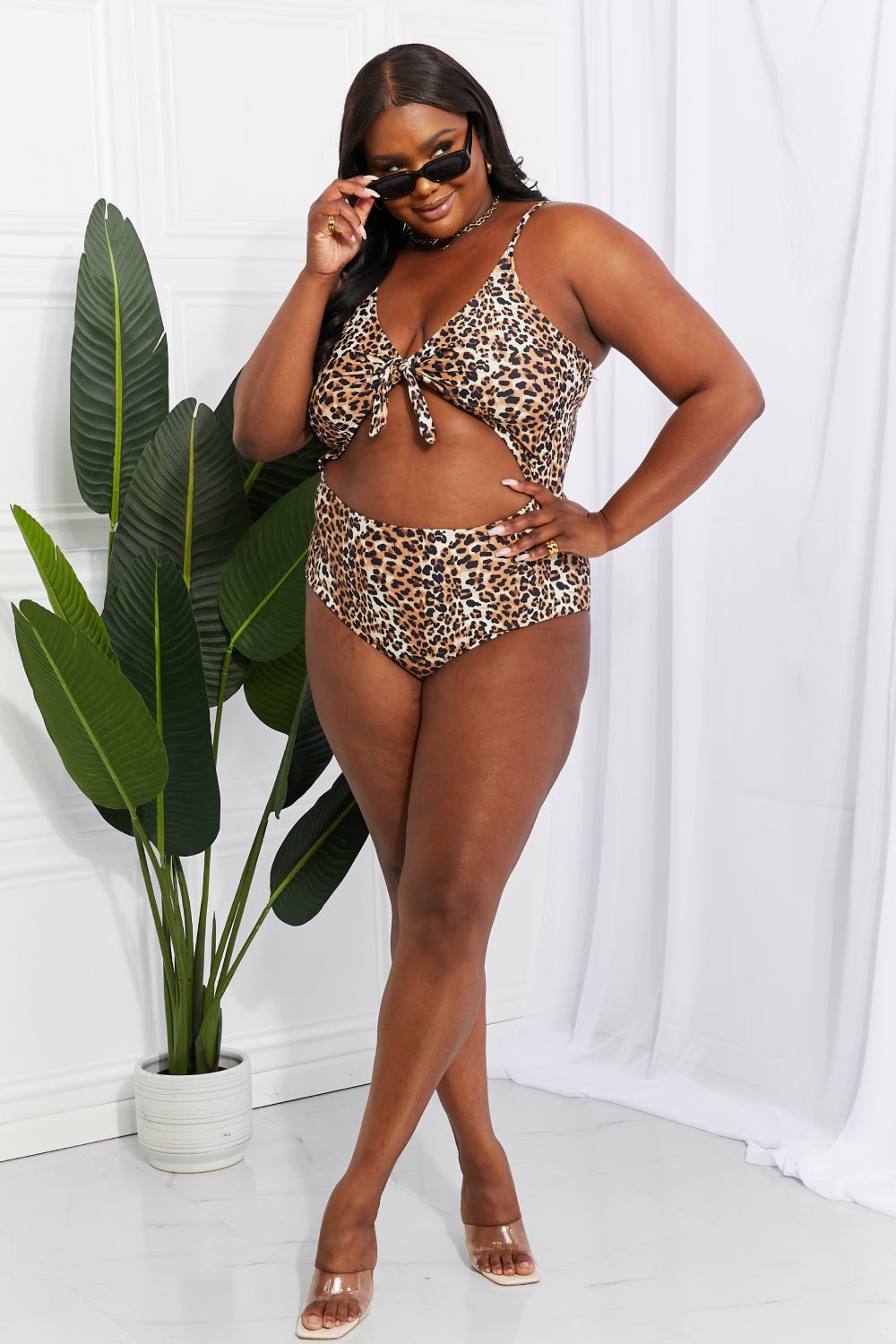 Marina West Swim Lost At Sea Cutout One - Piece Swimsuit - Full Size One - Piece - Leopard - Bella Bourget