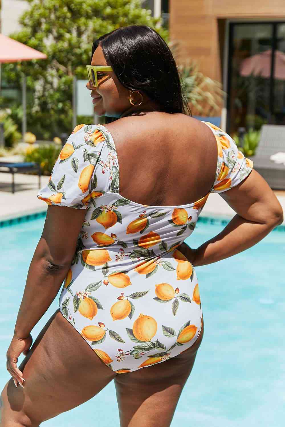 Marina West Swim Salty Air Puff Sleeve One - Piece in Citrus Orange - One - Piece Swimsuit - Citrus Orange - Bella Bourget