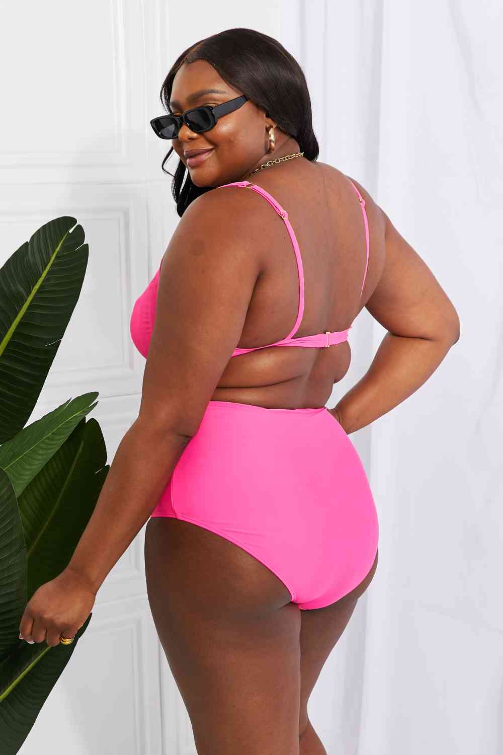 Marina West Swim Take A Dip Twist High - Rise Bikini in Pink - Bikini - Hot Pink - Bella Bourget