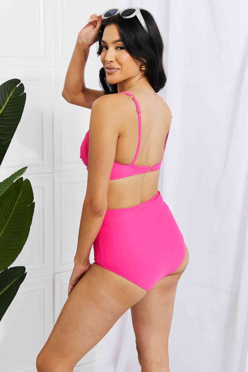 Marina West Swim Take A Dip Twist High - Rise Bikini in Pink - Bikini - Hot Pink - Bella Bourget