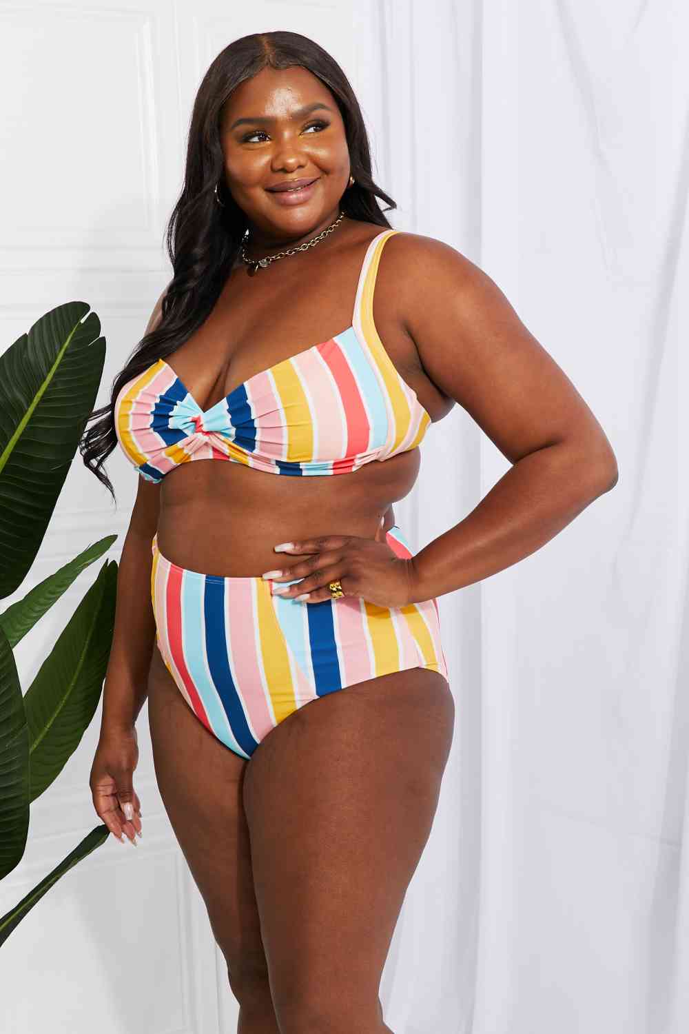 Marina West Swim Take A Dip Twist High - Rise Bikini in Stripe - Two - Piece Bathing Suit - Stripe - Bella Bourget