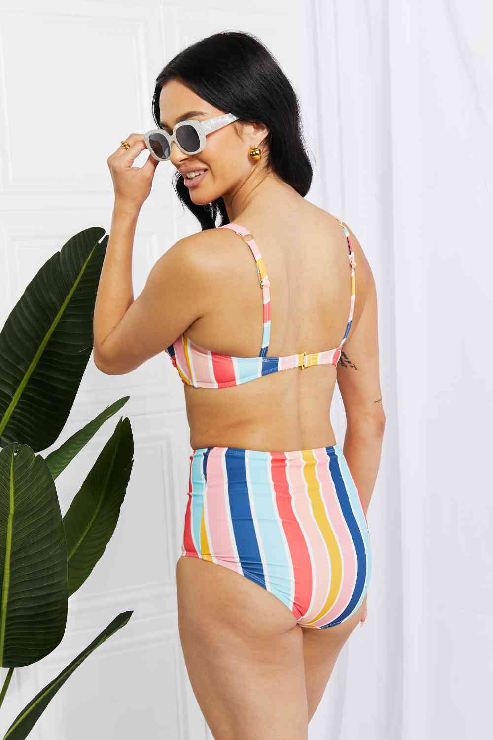 Marina West Swim Take A Dip Twist High - Rise Bikini in Stripe - Two - Piece Bathing Suit - Stripe - Bella Bourget