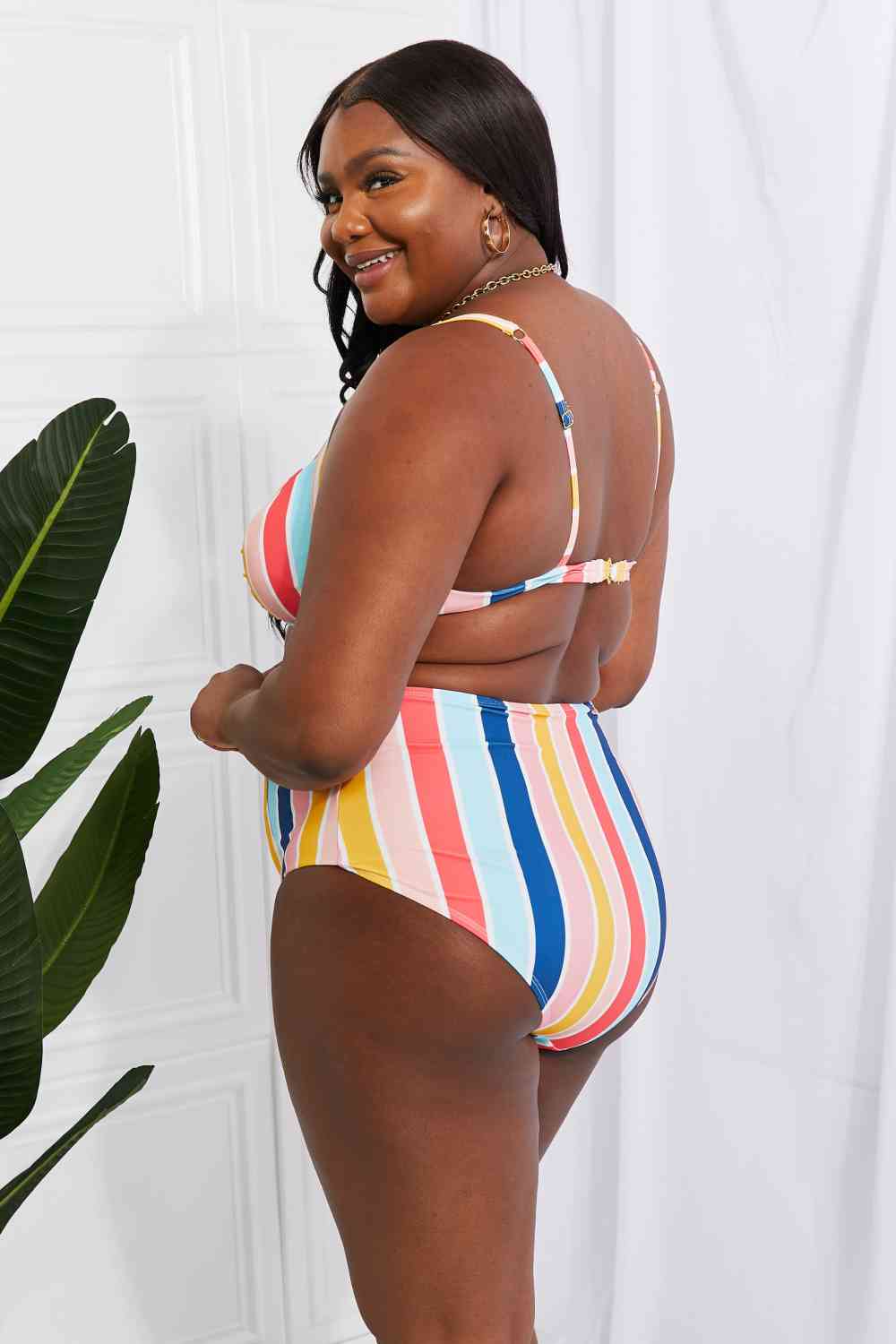 Marina West Swim Take A Dip Twist High - Rise Bikini in Stripe - Two - Piece Bathing Suit - Stripe - Bella Bourget