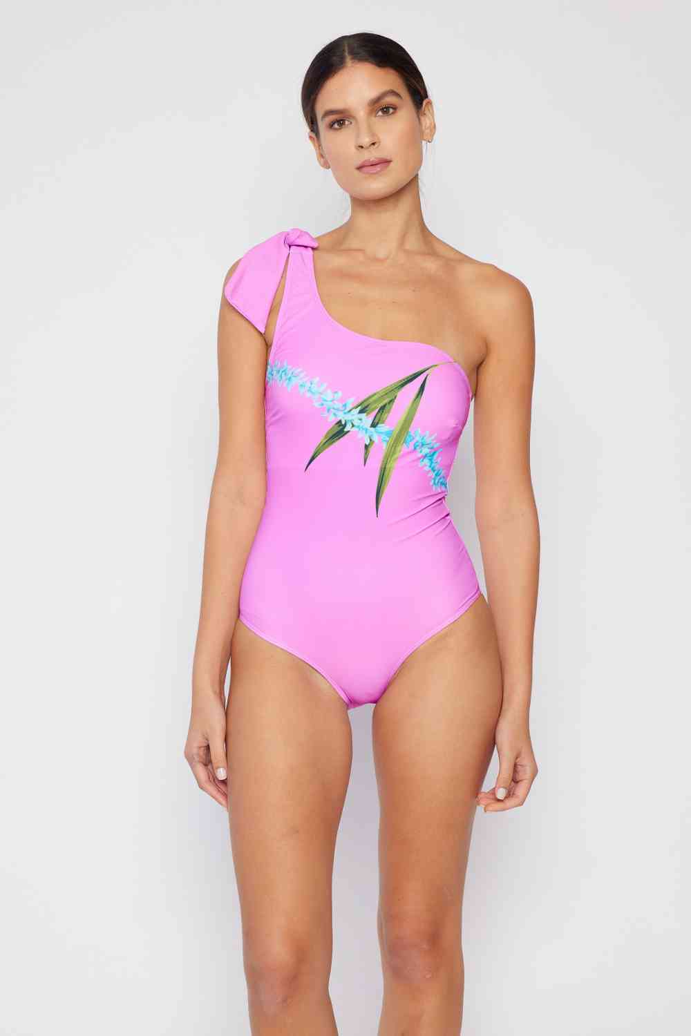 Marina West Swim Vacay Mode One Shoulder Swimsuit in Carnation Pink - Full Size One - Piece Swimsuit - Carnation Pink - Bella Bourget