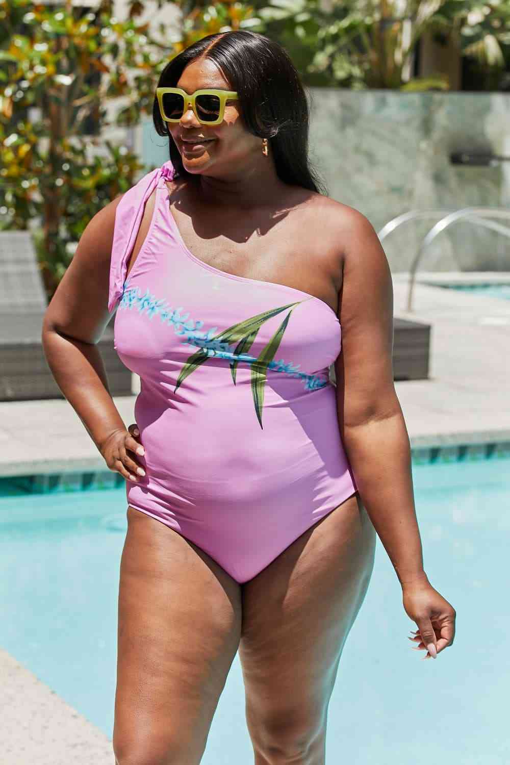 Marina West Swim Vacay Mode One Shoulder Swimsuit in Carnation Pink - Full Size One - Piece Swimsuit - Carnation Pink - Bella Bourget