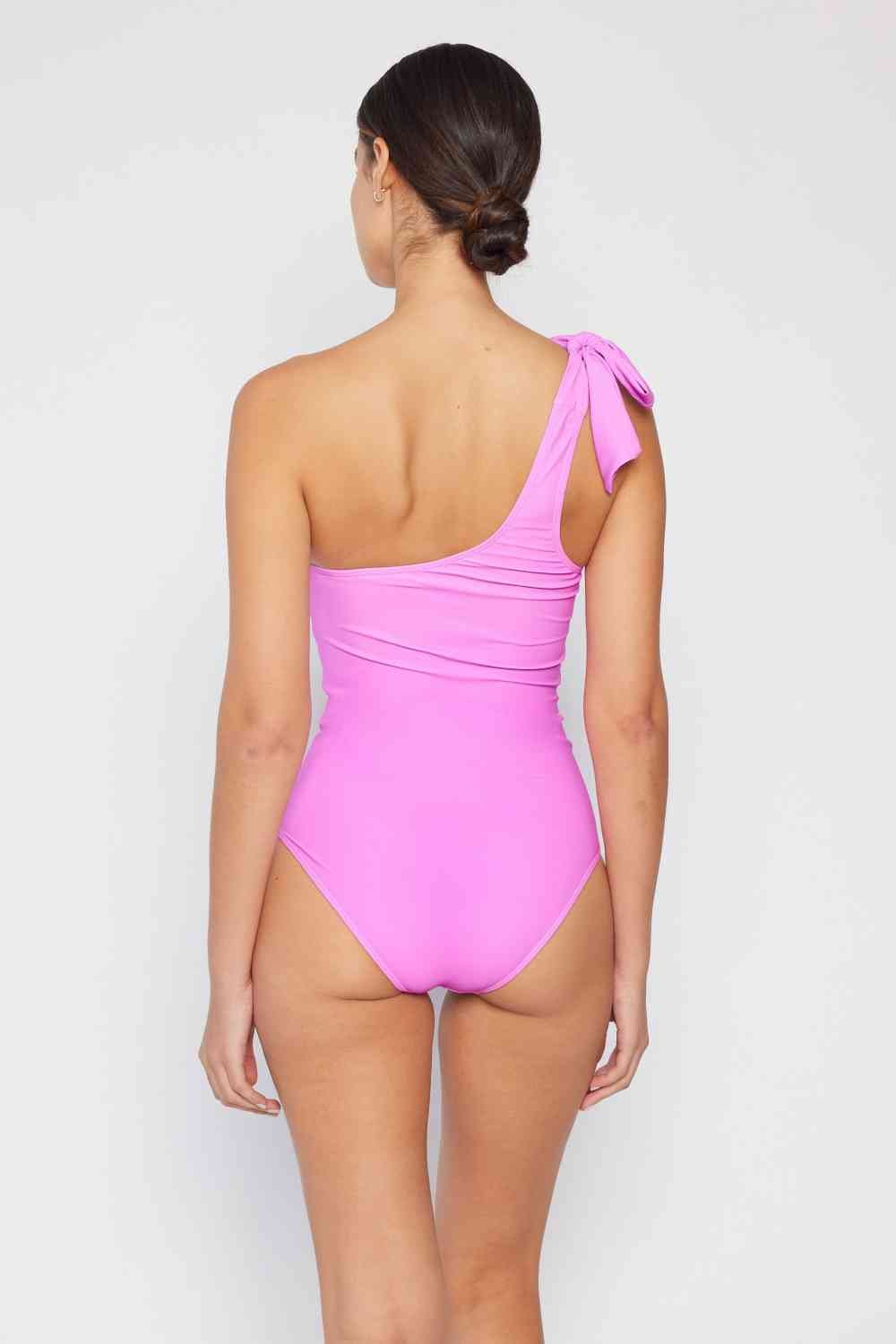 Marina West Swim Vacay Mode One Shoulder Swimsuit in Carnation Pink - Full Size One - Piece Swimsuit - Carnation Pink - Bella Bourget