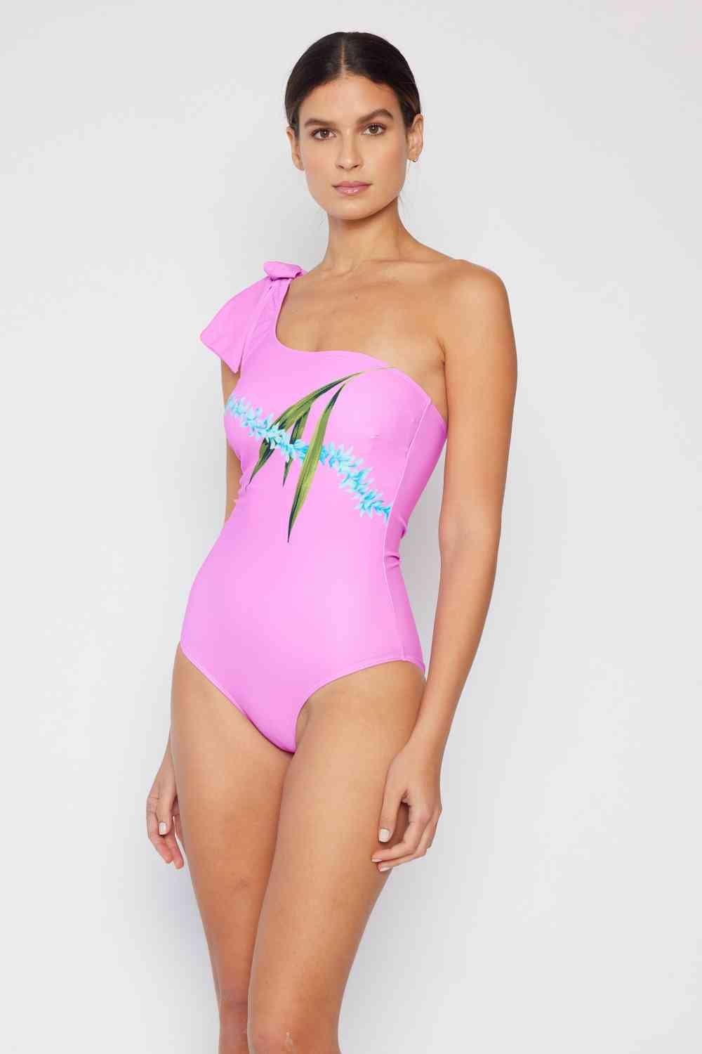 Marina West Swim Vacay Mode One Shoulder Swimsuit in Carnation Pink - Full Size One - Piece Swimsuit - Carnation Pink - Bella Bourget