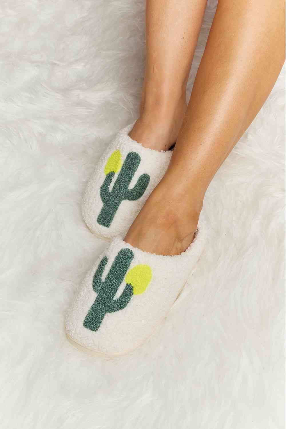 Melody Cactus Plush Slide Slippers - shoes - Ivory - Bella Bourget