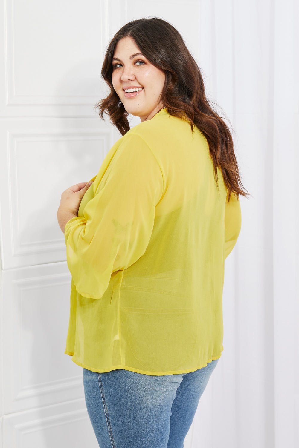 Melody Just Breathe Full Size Chiffon Kimono in Yellow - Kimono - Banana Yellow - Bella Bourget