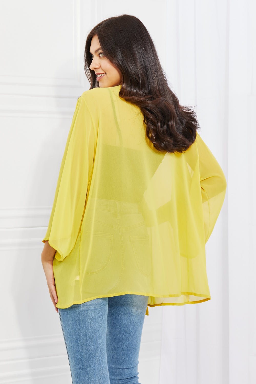 Melody Just Breathe Full Size Chiffon Kimono in Yellow - Kimono - Banana Yellow - Bella Bourget