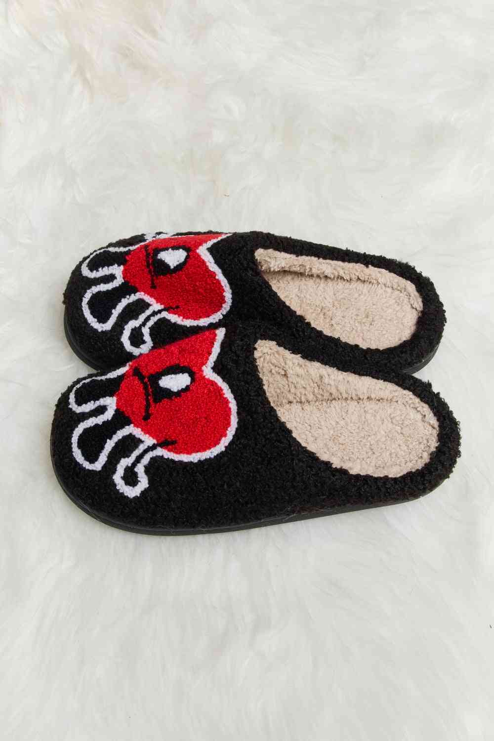 Melody Love Heart Print Plush Slippers - Bella Bourget