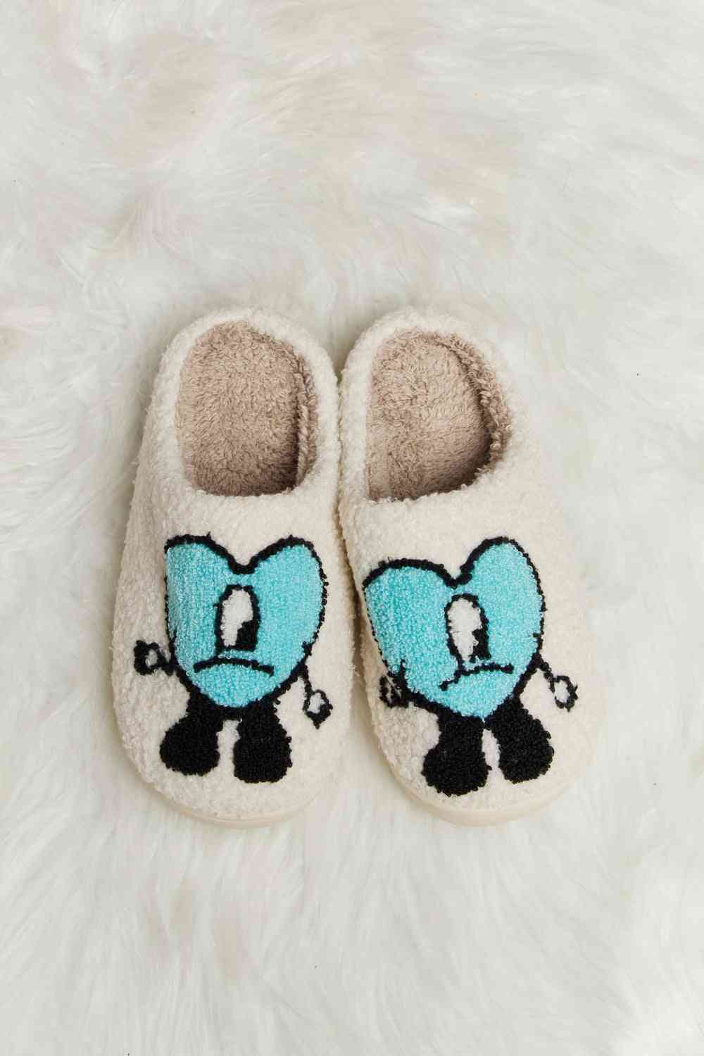 Melody Love Heart Print Plush Slippers - Bella Bourget