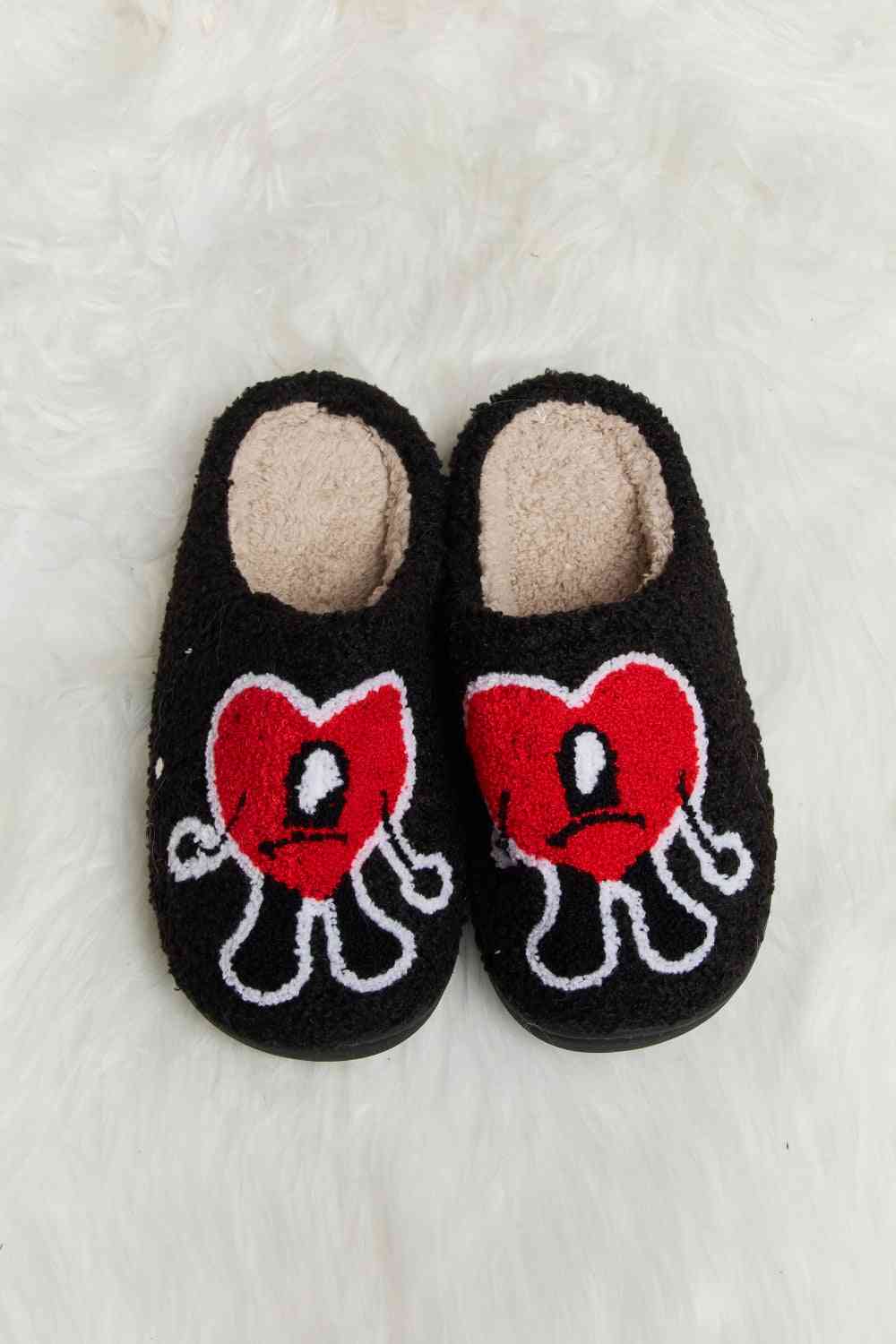 Melody Love Heart Print Plush Slippers - Bella Bourget