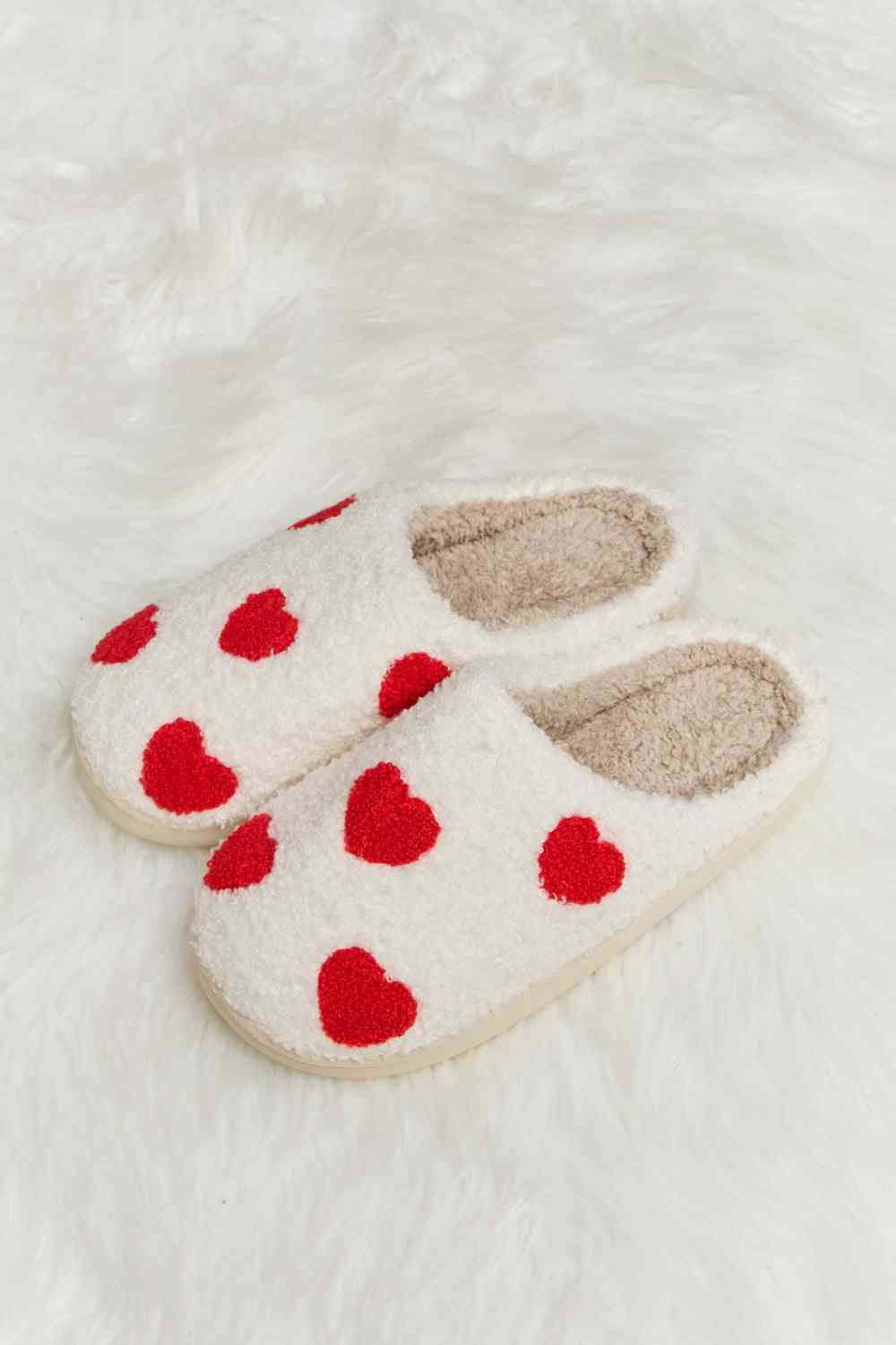 Melody Printed Plush Slide Slippers - shoes - Heart Dot - Bella Bourget