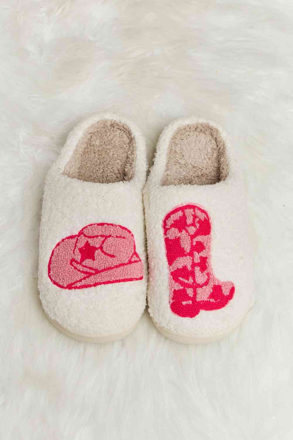 Melody Printed Plush Slide Slippers - shoes - Heart Dot - Bella Bourget