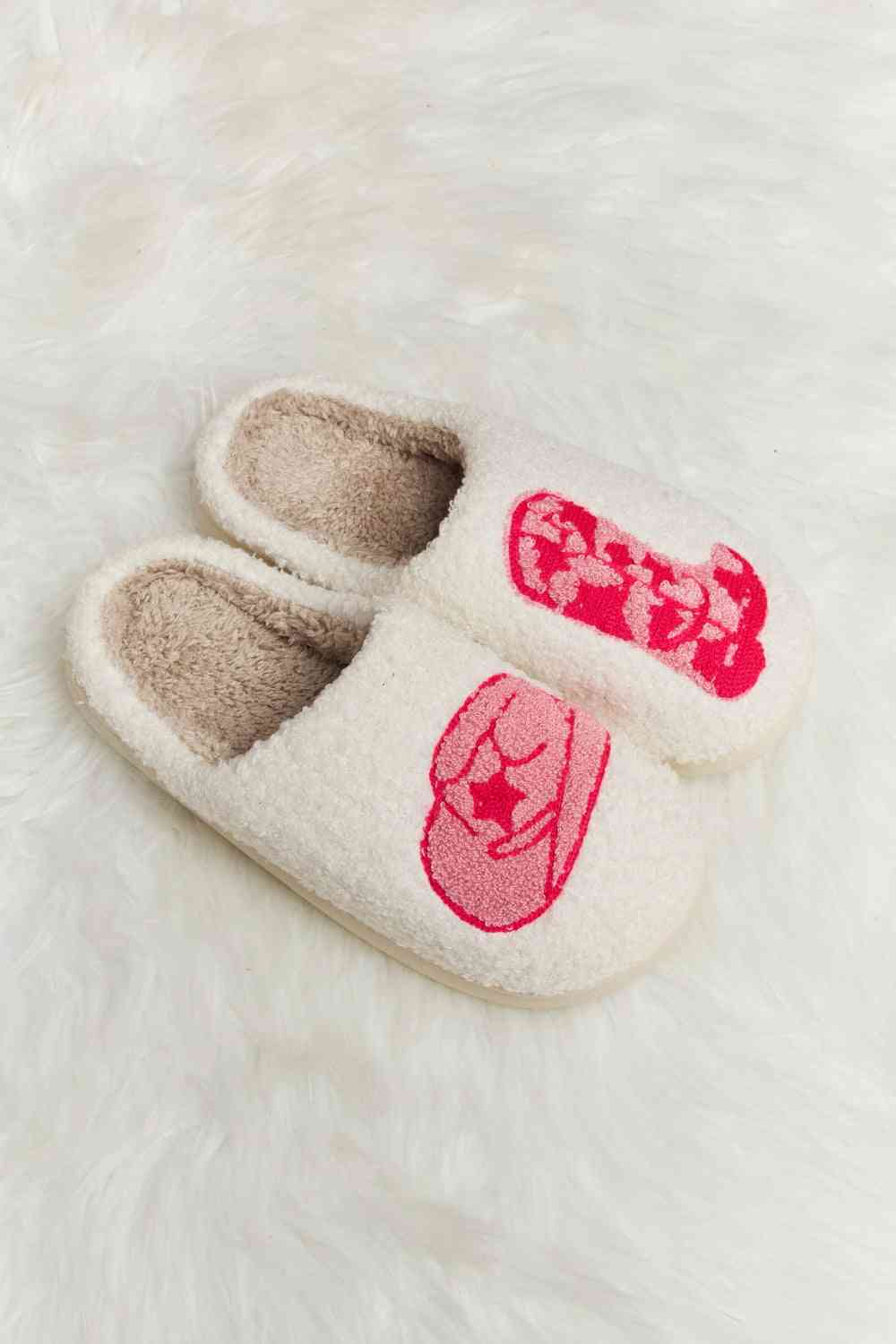 Melody Printed Plush Slide Slippers - shoes - Heart Dot - Bella Bourget