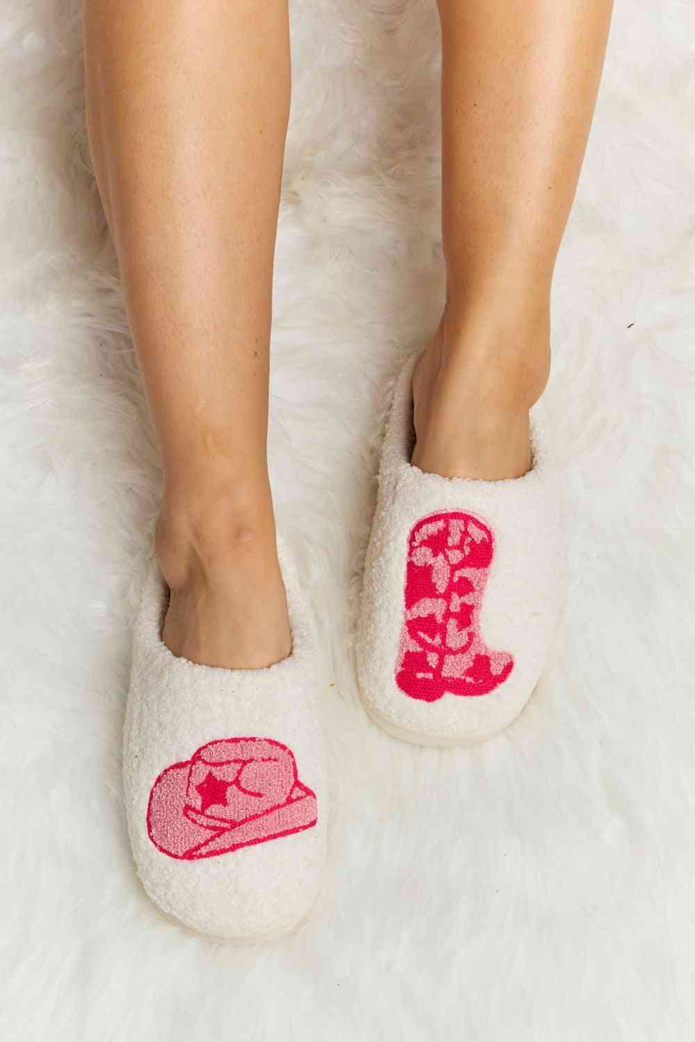 Melody Printed Plush Slide Slippers - shoes - Heart Dot - Bella Bourget