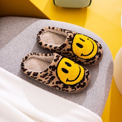 Melody Smiley Face Leopard Slippers - shoes - LEOPARD - Bella Bourget