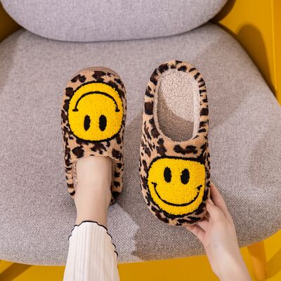 Melody Smiley Face Leopard Slippers - shoes - LEOPARD - Bella Bourget