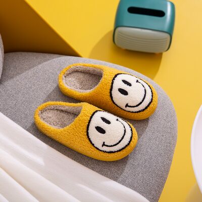 Melody Smiley Face Slippers - shoes - YELLOW/WHITE - Bella Bourget