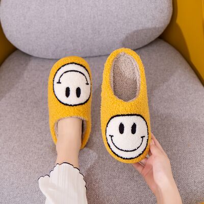 Melody Smiley Face Slippers - shoes - YELLOW/WHITE - Bella Bourget