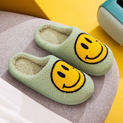 Melody Smiley Face Slippers - shoes - MINT/YELLOW - Bella Bourget