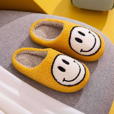 Melody Smiley Face Slippers - shoes - YELLOW/WHITE - Bella Bourget