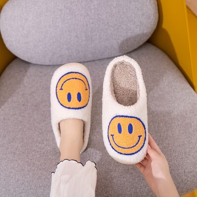 Melody Smiley Face Slippers - shoes - WHITE/YELLOW/BLUE - Bella Bourget
