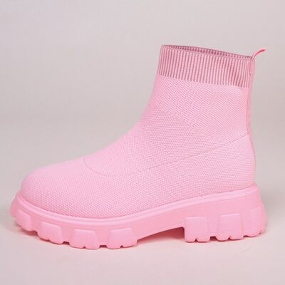 Mesh Round Toe Boots - shoes - Carnation Pink - Bella Bourget