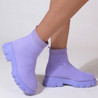 Mesh Round Toe Boots - shoes - Periwinkle - Bella Bourget