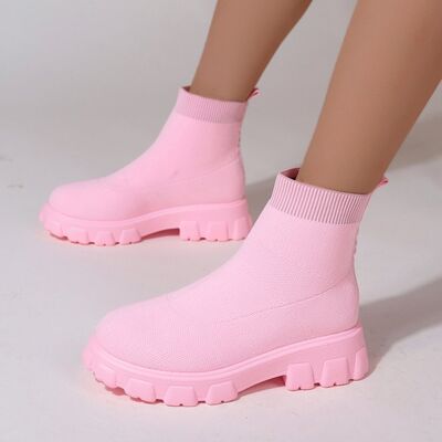 Mesh Round Toe Boots - shoes - Carnation Pink - Bella Bourget