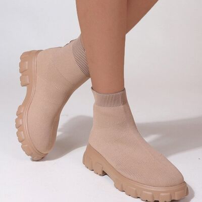 Mesh Round Toe Boots - shoes - Sand - Bella Bourget