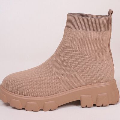 Mesh Round Toe Boots - shoes - Sand - Bella Bourget