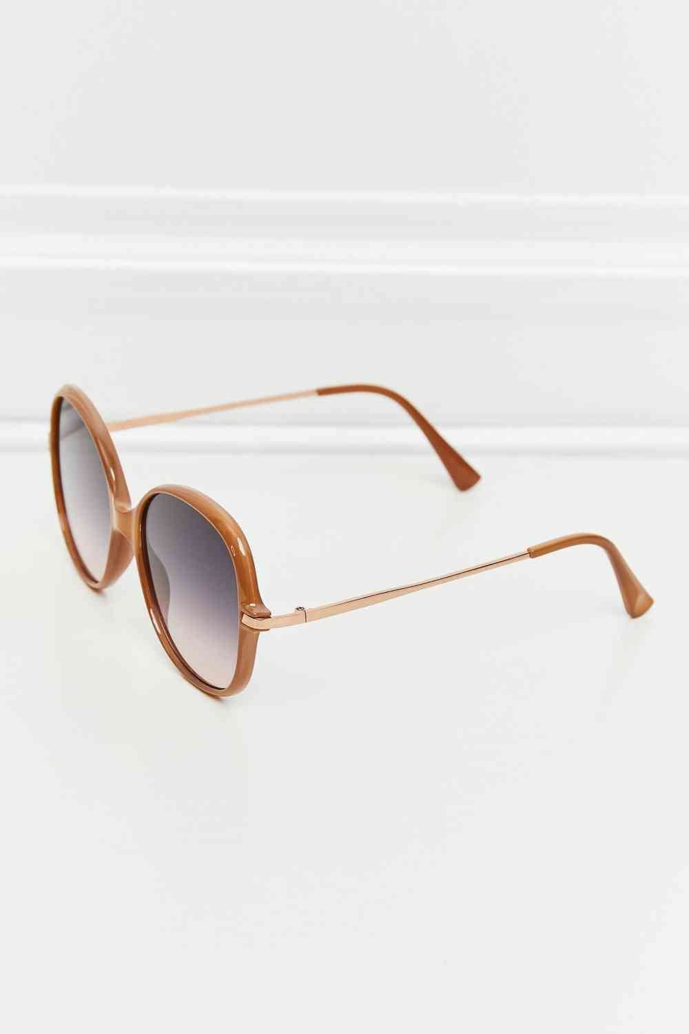 Metal - Plastic Hybrid Full Rim Sunglasses - sunglasses - Caramel - Bella Bourget