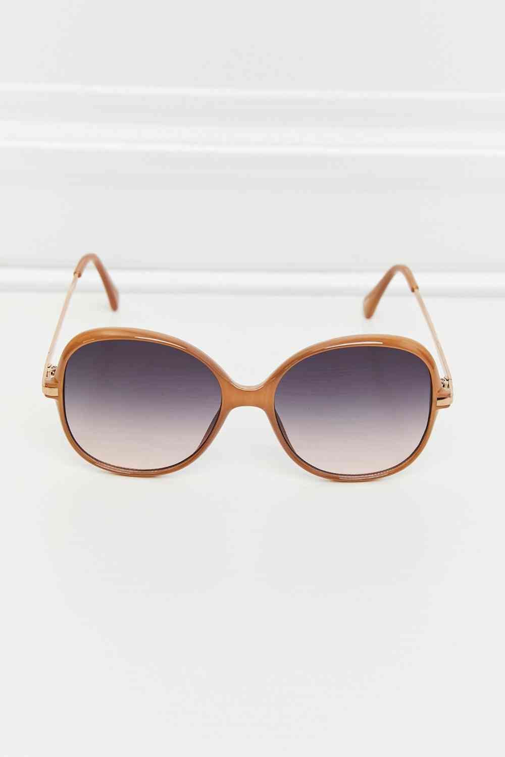 Metal - Plastic Hybrid Full Rim Sunglasses - sunglasses - Caramel - Bella Bourget