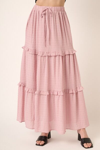 Mittoshop Drawstring High Waist Frill Skirt - Skirt - Dusty Pink - Bella Bourget