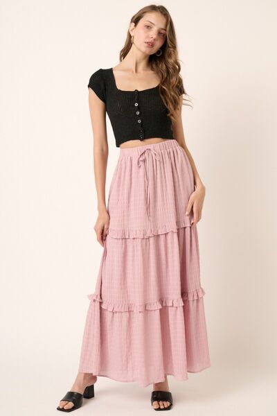 Mittoshop Drawstring High Waist Frill Skirt - Skirt - Dusty Pink - Bella Bourget