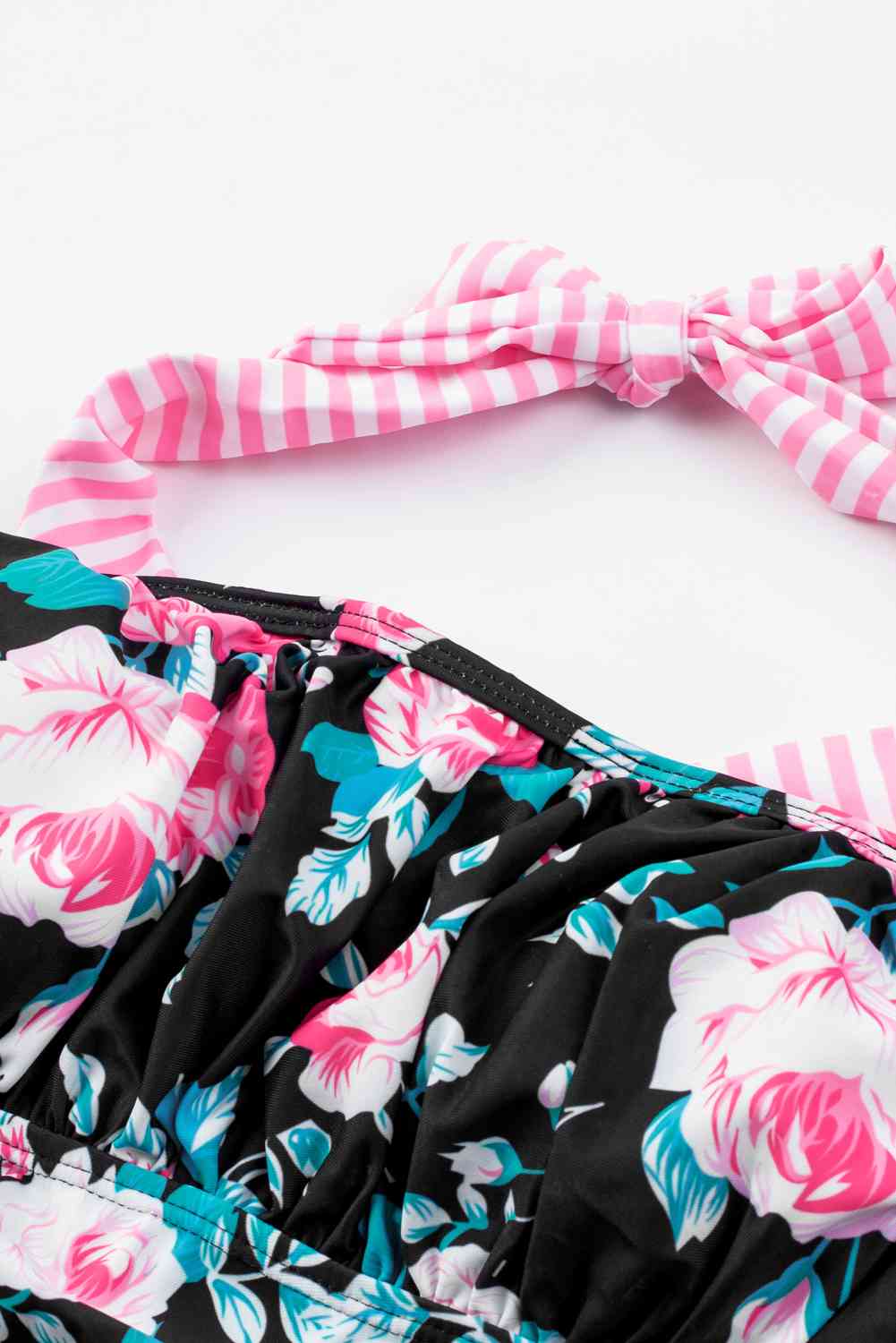 Mixed Print Tie - Back Two - Piece Swimsuit - Two - Piece Swimsuit - Pink - Bella Bourget