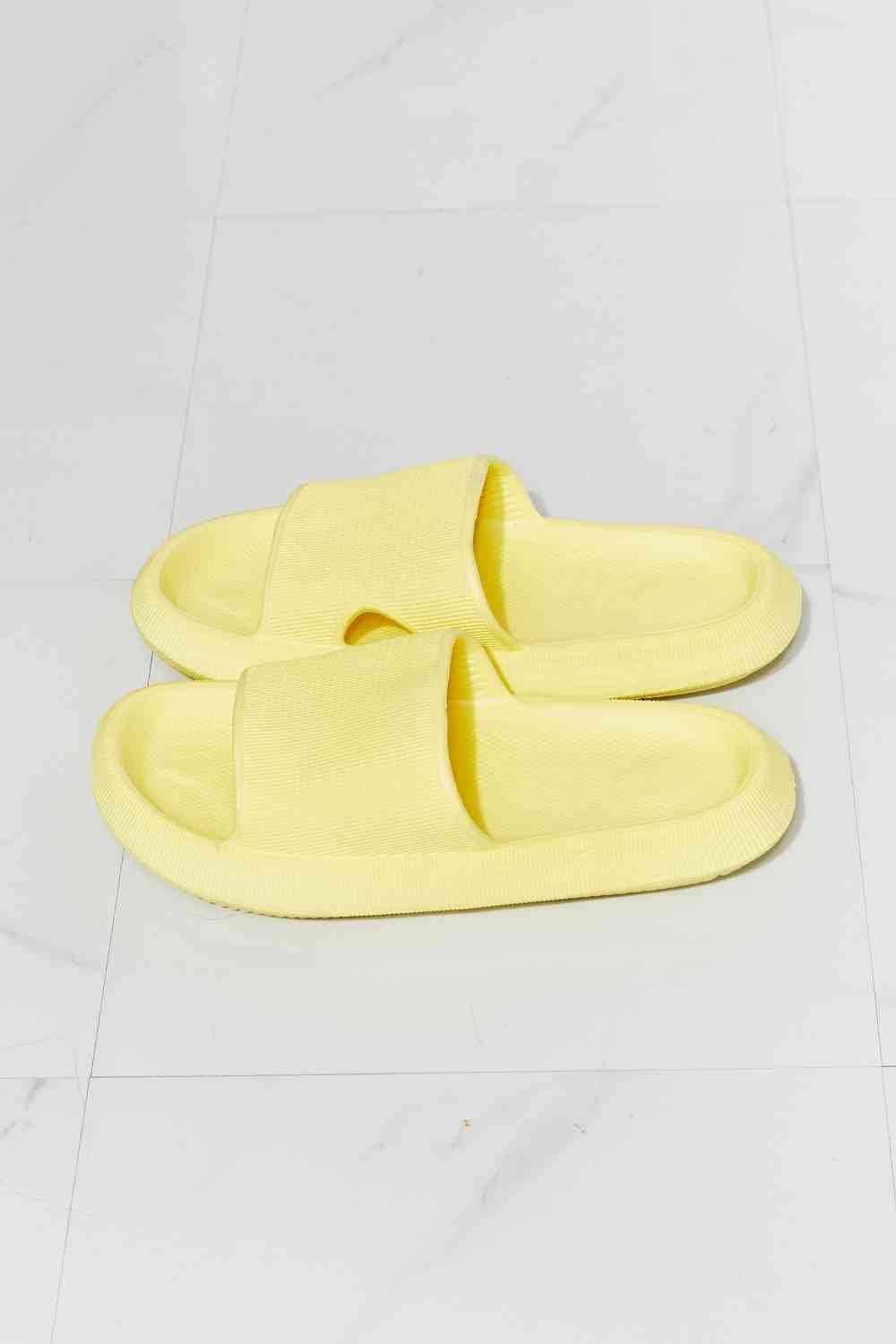 MMShoes Arms Around Me Open Toe Slide in Yellow - shoes - Canary Yellow - Bella Bourget